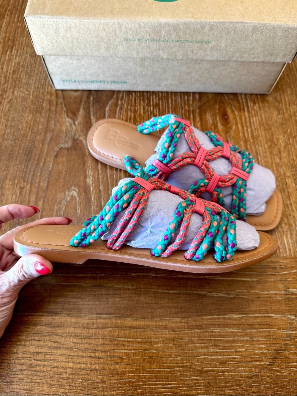NIB BC Footwear Read My Mind multicolor rope sandals 8 - Picture 5 of 13